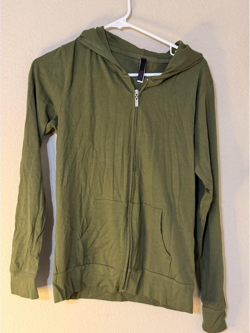 EliteLab Women's Green Full Zip Hoodie S Hooded Pockets Long Sleeve.